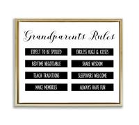 Stupell Industries Grandparent's Rules Modern List Gold Framed Floater Canvas Wall Art, design by CAD Designs, 25 x 31