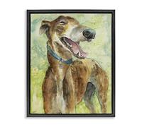 Stupell Industries 'Greyhound Smile Watercolor', Floating Frame Canvas Art, Black, 17 x 21 Inches, Easy to Hang and Sturdy, Made in USA, by Patti Mann