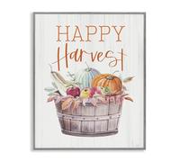 Stupell Industries Happy Harvest Rustic Basket Gray Framed Giclee Art, design by Lux + Me Designs, 30 x 24