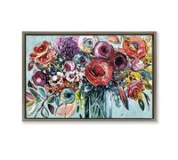 Stupell Industries Here Comes The Sun Blossoms Brown Framed Floater Canvas Wall Art design by Vanessa Drew, 17 x 25