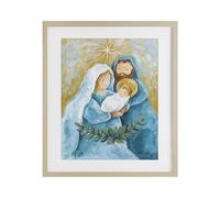 Stupell Industries 'Holy Nativity Trio with Garland' Wall Art, 13x16, Harvest Pine Birch, Framed Print Under Glass
