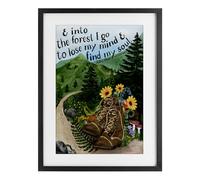 Stupell Industries Into The Forest I Go Quote Black Framed Print Under Glass design by Glad You're Here Co., 23 x 17