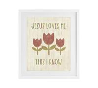 Stupell Industries 'Jesus Loves Me This I Know', Framed Print Under Glass, White, 13x 16 - Ready and Easy to Hang, Made in USA, From Artist Annie LaPoint