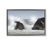 Stupell Industries Juego De Olas Ocean Spray Gray Framed Floater Canvas Wall Art design by Urtzi Vera, 21 x 31
