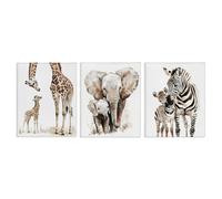 Stupell Industries Jungle Animal Babies with Mothers 3 Piece Canvas Wall Art Set design by Ramona Murdock, 20 x 16