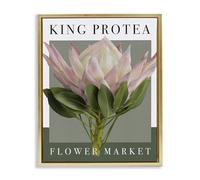Stupell Industries 'King Protea Flower Market'| Floating Frame Canvas Art | Stupell Industries | Gold, 17 x 21 Inches, Easy to Hang and Sturdy, Made in USA, by Jennifer Stith