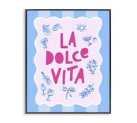 Stupell Industries La Dolce Vita Blue Pink Black Framed Giclee Art design by Dominique Vari, 14 x 11