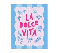 Stupell Industries La Dolce Vita Blue Pink Canvas Wall Art design by Dominique Vari, 20 x 16