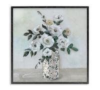 Stupell Industries 'Leaf Patterned Flower Vase', Framed Giclee Art, Black, 17 x 17 Inches, Easy to Hang and Sturdy, Made in USA, by Sally Swatland