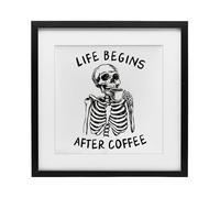 Stupell Industries Life Begins After Coffee Black Framed Print Under Glass design by JJ Design House LLC, 13 x 13