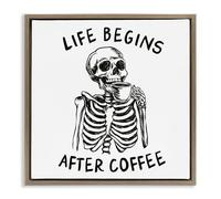 Stupell Industries Life Begins After Coffee Brown Framed Floater Canvas Wall Art design by JJ Design House LLC, 18 x 18