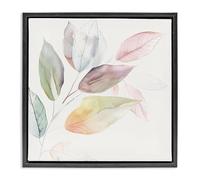 Stupell Industries Light Pastel Leaves Black Framed Floater Canvas Wall Art design by Raymond Powers, 25 x 25