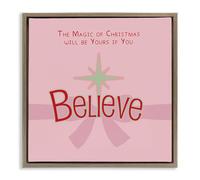 Stupell Industries 'Magic Of Christmas Believe', Floating Frame Canvas Art, Brown, 18 x 18