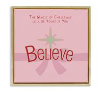 Stupell Industries 'Magic Of Christmas Believe', Floating Frame Canvas Art, Gold, 18 x 18