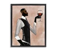 Stupell Industries Man Toast Cheers Black Framed Floater Canvas Wall Art design by Manasseh Johnson Sr, 21 x 17