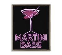 Stupell Industries Martini Babe Pink & Black Brown Framed Floater Canvas Wall Art design by SUNDANCE GROUP, LLC, 31 x 25