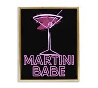 Stupell Industries Martini Babe Pink & Black Gold Framed Floater Canvas Wall Art design by SUNDANCE GROUP, LLC, 31 x 25