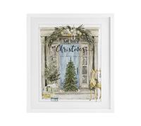 Stupell Industries Merry Christmas Door & Tree White Framed Print Under Glass design by Jesse Keith, 16 x 13