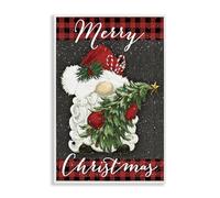 Stupell Industries Merry Christmas Gnome & Plaid White Framed Giclee Art, design by Dogwood Portfolio, 18 x 12