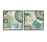 Stupell Industries Modern Passiflora Circles 2 Piece Black Framed Giclee Art Set design by Grace Popp, 17 x 17