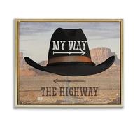 Stupell Industries My Way or Highway Cowboy Gold Framed Floater Canvas Wall Art design by Marcus Prime, 17 x 21