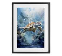 Stupell Industries Ocean Waves Turtle Undersea Black Framed Print Under Glass, design by LSR Design Studio, 23 x 17