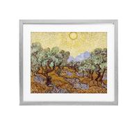 Stupell Industries 'Olive Trees Van Gogh', Framed Print Under Glass, Gray, 21 x 17 Inches, Easy to Hang and Sturdy, Made in USA, by Vincent Van Gogh