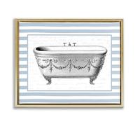 Stupell Industries Ornate Vintage Tub on Stripes Gold Framed Floater Canvas Wall Art, design by Lettered and Lined, 17 x 21