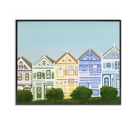 Stupell Industries Painted Ladies Houses Black Framed Giclee Art design by Evelyn Coleman, 11 x 14