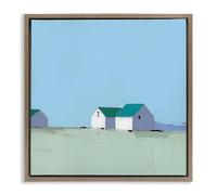 Stupell Industries Palmer Farm in Muted Blues Brown Framed Floater Canvas Wall Art design by Ruth LaGue, 18 x 18