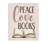 Stupell Industries Peace Love Books Black Framed Giclee Art, design by Kim Allen, 30 x 24