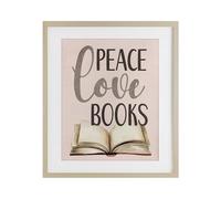 Stupell Industries Peace Love Books Black Framed Print Under Glass, design by Kim Allen, 21 x 17