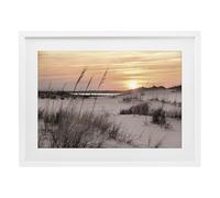 Stupell Industries Peachy Seashore Sunset White Framed Print Under Glass design by Mike Jones, 14 x 20