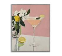Stupell Industries Pink Cocktail with Lemons Gray Framed Giclee Art design by Riley B, 14 x 11
