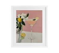 Stupell Industries Pink Cocktail with Lemons White Framed Print Under Glass design by Riley B, 21 x 17