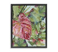 Stupell Industries Pink & Green Palm Springs Black Framed Floater Canvas Wall Art design by Anne Tavoletti, 21 x 17