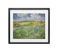 Stupell Industries 'Plain Near Auvers Painting', Framed Print Under Glass, Black, 21 x 17 Inches, Easy to Hang and Sturdy, Made in USA, by Vincent Van Gogh