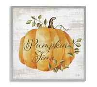 Stupell Industries Pumpkin Time over Rustic Gray Framed Giclee Art, design by Yass Naffas Designs, 17 x 17