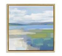 Stupell Industries Quiet Cove Seascape Gold Framed Floater Canvas Wall Art design by Mona Grace, 25 x 25