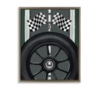 Stupell Industries 'Racetrack Flags & Tire'| Floating Frame Canvas Art | Stupell Industries | Brown, 25 x 31 Inches, Easy to Hang and Sturdy, Made in USA, by Jennifer Stith
