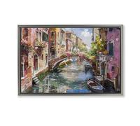 Stupell Industries Reflections of Venice Gray Framed Floater Canvas Wall Art design by LSR Creative Studio, 17 x 25