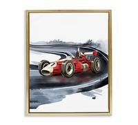 Stupell Industries Retro Race Day Car Gold Framed Floater Canvas Wall Art, design by Christine Simpson Art, 31 x 25