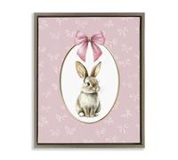 Stupell Industries 'Ribbon Border Bunny', Floating Frame Canvas Art, Brown, 25 x 31 Inches, Easy to Hang and Sturdy, Made in USA, by Christine Simpson Art