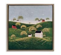 Stupell Industries Rolling Hills in Countryside Village Brown Framed Floater Canvas Wall Art design by Warren Kimble, 25 x 25