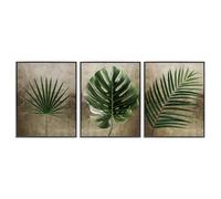 Stupell Industries Rustic Earthy Tropical Leaves 3 Piece Black Framed Giclee Art Set design by Anna Lischenko, 20 x 16