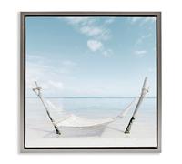 Stupell Industries Rustic Hammock Beach Coast Gray Framed Floater Canvas Wall Art, design by Noah Bay, 25 x 25
