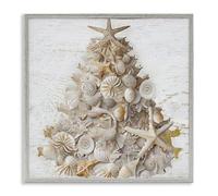 Stupell Industries Rustic Holiday Seashell Tree Gray Framed Giclee Art, design by Sasha, 17 x 17