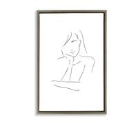 Stupell Industries Sad Female Line Drawing Brown Framed Floater Canvas Wall Art design by Martina Pavlova, 25 x 17