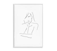 Stupell Industries Sad Female Line Drawing White Framed Giclee Art design by Martina Pavlova, 24 x 16