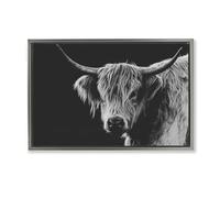 Stupell Industries Scottish Highland Cattle Gray Framed Floater Canvas Wall Art design by Crystal Lynn Collins, 17 x 25
